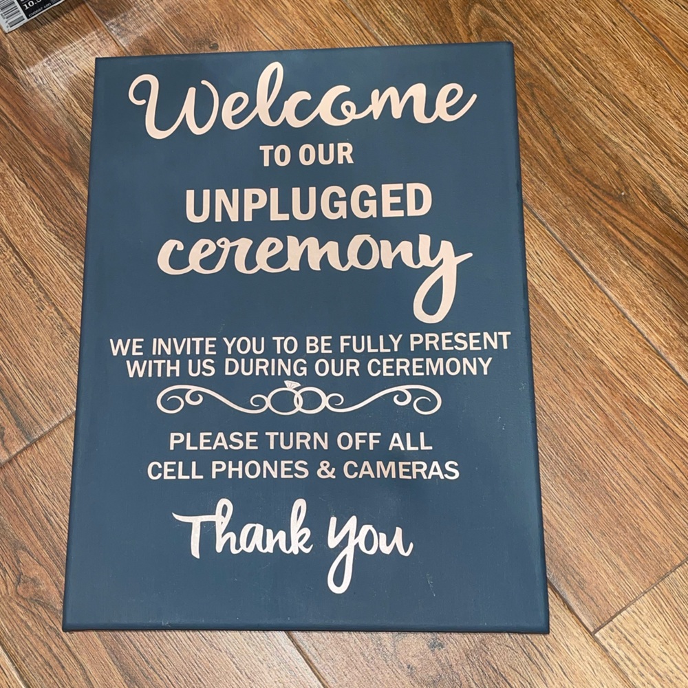 Wedding unplugged ceremony canvas sign12x16
